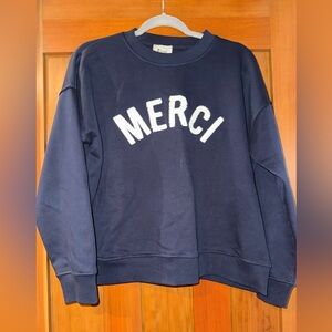 French Merci Beaucoup Navy Sweatshirt medium